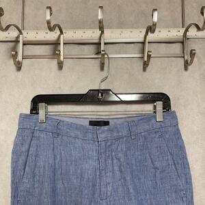 H&M Pants Men 30X28.5 Blue 100% Linen Slim Fit Hopsack Heathered Slacks Academia